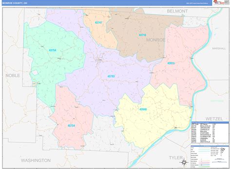 Monroe County, OH Wall Map Color Cast Style by MarketMAPS - MapSales.com