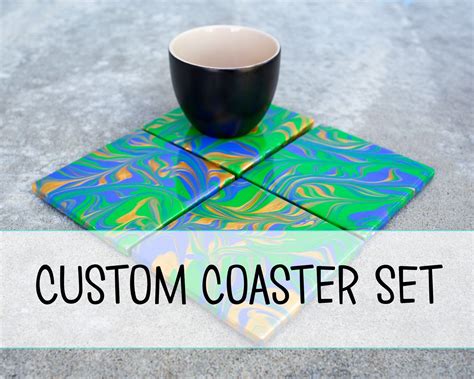 Custom Acrylic Resin Coaster Set of 4 - Ceramic Drink Coasters ...
