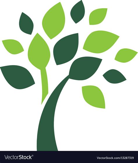 Minimalist green tree logo symbol Royalty Free Vector Image