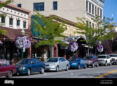 Sherman Avenue, downtown shops, Coeur d'Alene, Idaho Stock Photo - Alamy