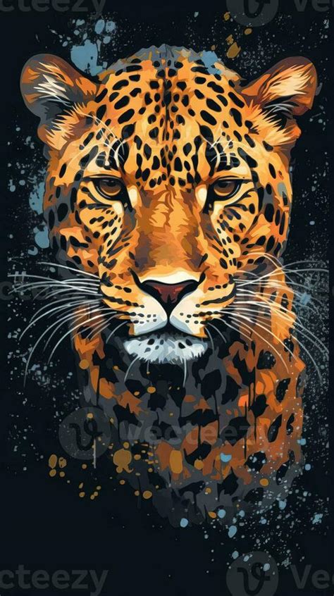 Leopard Cartoon Illustration on Dark Background Generative AI 29985428 ...