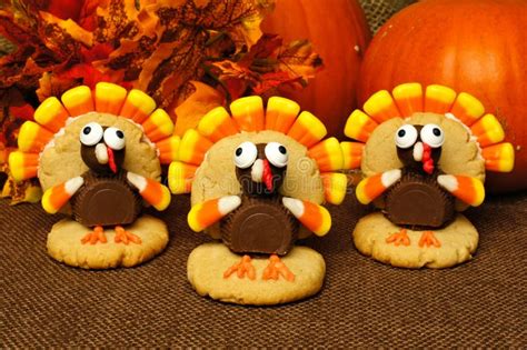 Thanksgiving Turkey Shaped Cookies With Autumn Leaves And Pumpkins ...