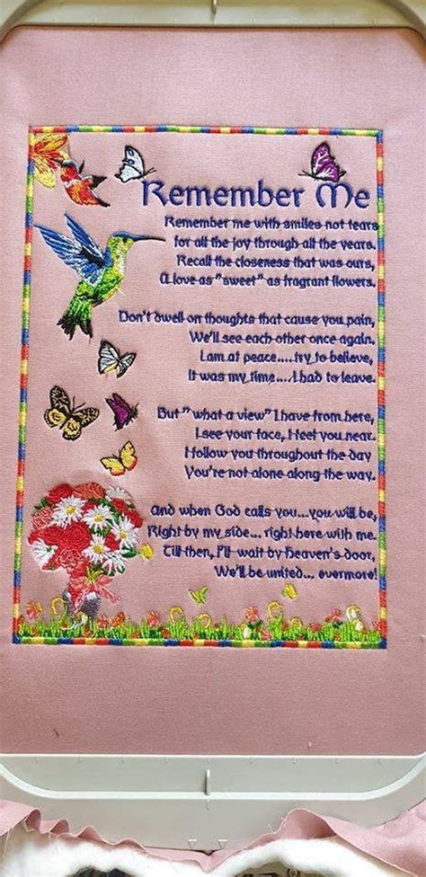 Remember Me Poems Embroidery Pattern - Etsy