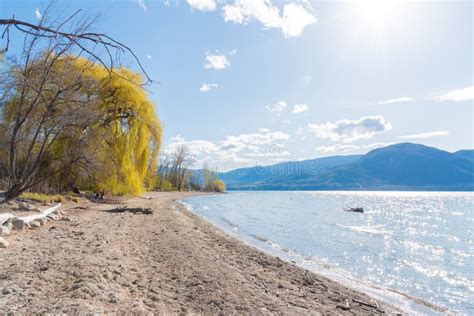 View of Three Mile Beach and Okanagan Lake in Penticton, BC, Canada Stock Image - Image of ...