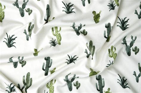 Cactus print double brushed poly by the yard, southwest print knit fabric by the yard, green ...