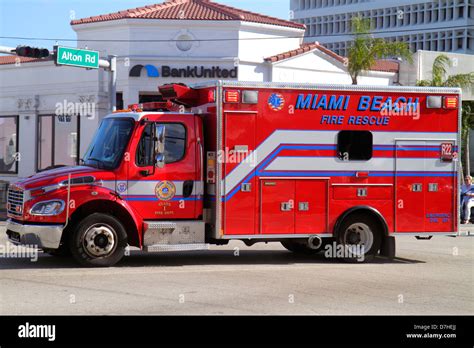 Miami Beach Florida Alton Road Miami Beach Fire Rescue red emergency ...