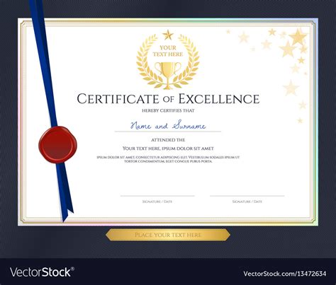 Elegant certificate template for excellence Vector Image