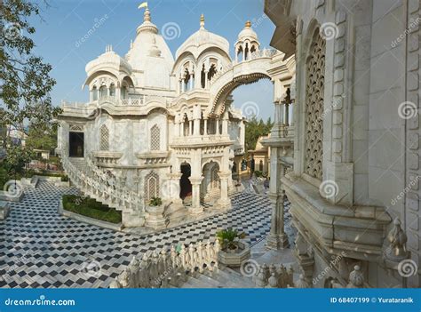 ISKCON Krishna Balaram Temple.Vrindavan, Uttar-Pradesh, India. Stock Image - Image of ...