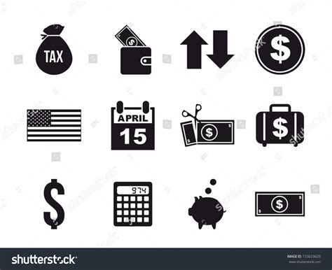 Tax Icons Over White Background Vector Stock Vector 133629629 - Shutterstock