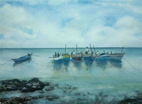 Fishing Boats by artist Pravin – Image, Painting | Mojarto