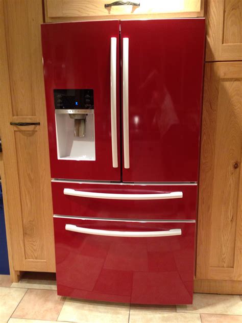 My red refrigerator! We wrapped it in vinyl | Red refrigerator, Red fridge kitchen, Red fridge