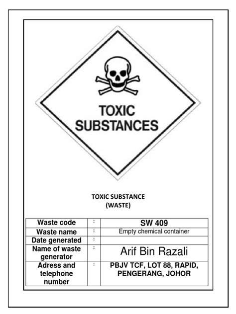 Scheduled Waste Label