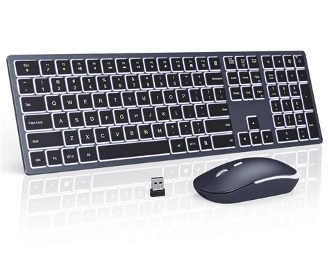 seenda Wireless Backlit Keyboard and Mouse Combo, 2.4G USB Silent Keyboard and Mouse ...