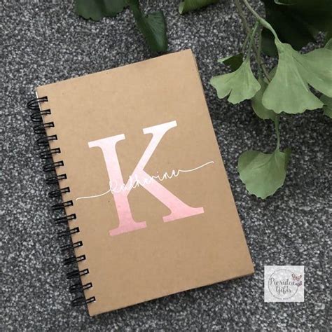 Personalised Initial Notebook, Note Book, Teacher's Notebook, Stocking Filler, Rose Gold ...