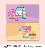 630 Kawaii Food Labels Cards Vector Design Clip Art | Royalty Free - GoGraph