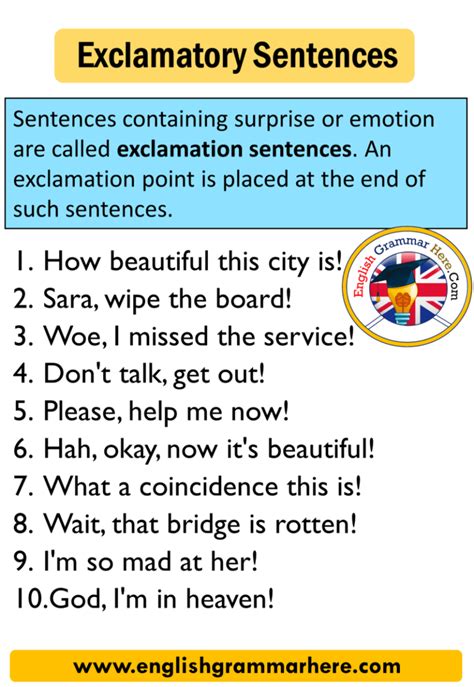 Exclamatory Sentence 10 Examples - English Grammar Here