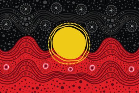 Aboriginal flag colors in a dot art painting of aboriginal design ...