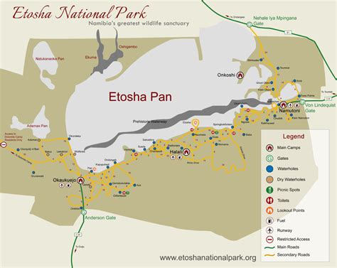 Etosha National Park Map & Distances