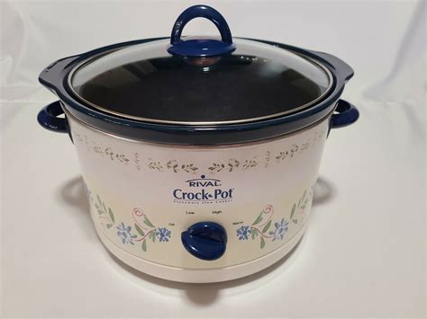 Rival crock pot slow cooker 33551 blue stoneware insert liner 5 qt ...