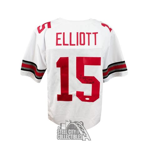 Ezekiel Elliott Autographed Ohio State Buckeyes Custom White Football Jersey JSA | Steel City ...