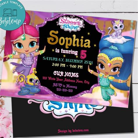 Editable Shimmer and Shine Birthday Party Invitation Digital File ...