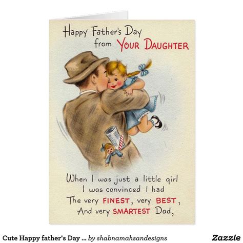 Cute Vintage Happy father's Day Card From Daughter | Zazzle | Happy fathers day, Happy fathers ...