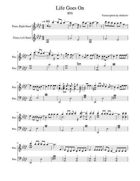 BTS (방탄소년단) - Life Goes On [Piano Version] Sheet music for Piano (Solo ...