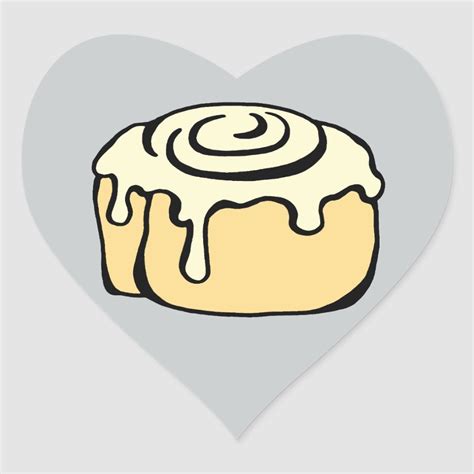 Cinnamon Roll Honey Bun Grey Cartoon Design Cute Heart Sticker | Zazzle | Heart stickers, Honey ...