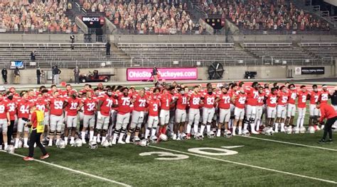 OSU players sing Carmen Ohio after beating Rutgers 49-27 in Columbus ...