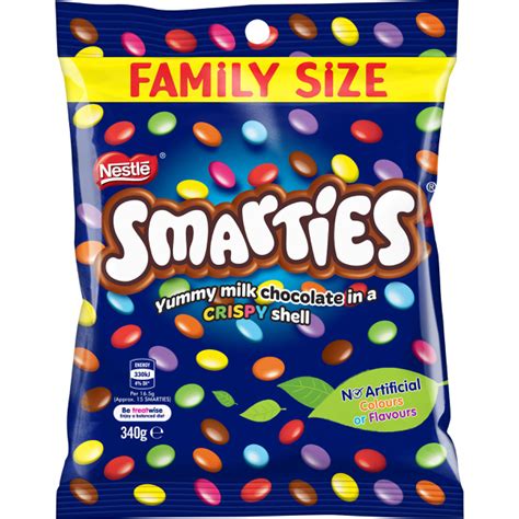 Calories in Nestle Smarties Chocolate Bag Family Size calcount