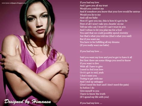 Lyrics Wallpapers: Jennifer Lopez- If You Had My Love