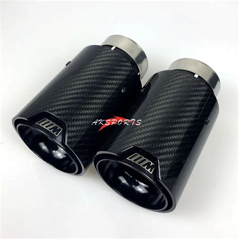 1PC Universal Racing Muffler M LOGO Carbon Fiber Exhaust tips M Performance Exhaust Pipe For bmw ...