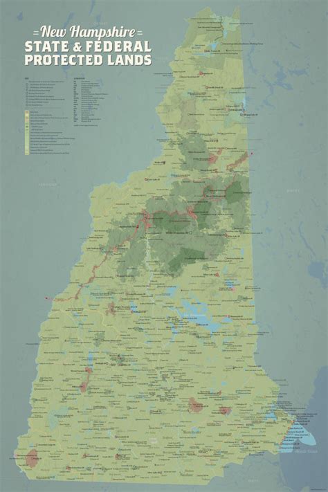 New Hampshire State Parks & Federal Land Map 24x36 Poster - Best Maps Ever