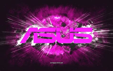 Download wallpapers Asus logo, grunge art, pink stone background, Asus ...