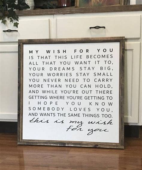 My Wish For You Lyrics Framed Wood Sign Canvas