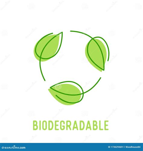 Biodegradable Symbol With Circulate Rotating Green Leaves. Compostable Recyclable Plastic ...