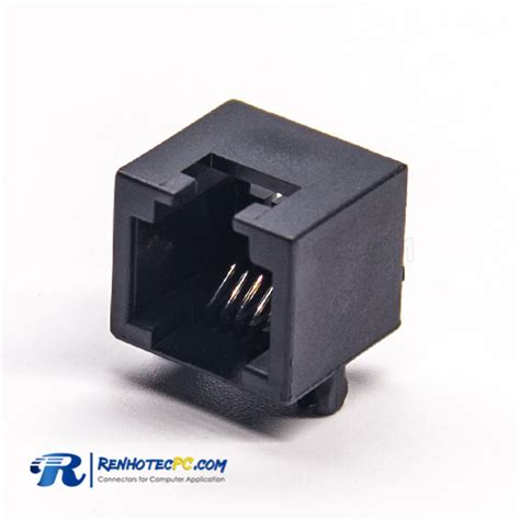 RJ12 Socket Connector Black Angled 6p6c Through Hole for PCB Mount - Renhotecpc.com