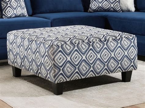 Albany Groovy Navy Oversized Cocktail Ottoman | Royal Furniture | Ottomans