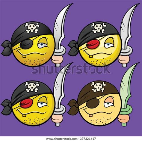 Pirate Emoticon Vector Set Stock Vector (Royalty Free) 377321617 ...