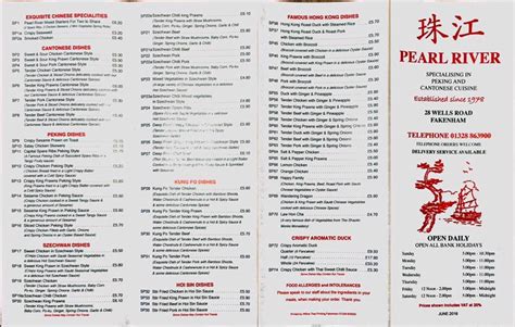 Menu at Pearl River fast food, Fakenham