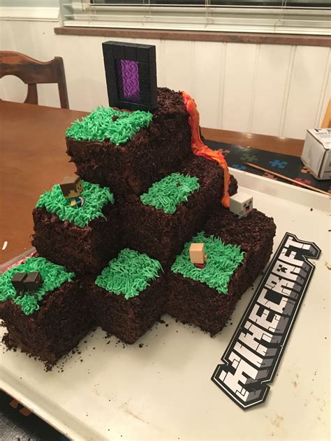 Minecraft Cake Overworld And Nether Minecraft Birthday Cake