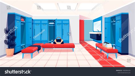 Modern Locker Room Interior Design Background Stock Vector (Royalty ...