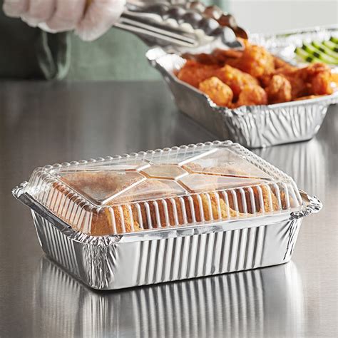 Choice 1 1/2 lb. Oblong Deep Foil Take-Out Container with Dome Lid - 50/Pack