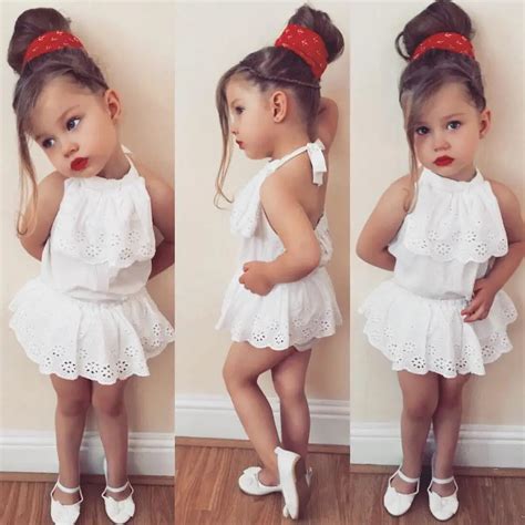 2Pcs Cute Baby Girl Lace Top Newborn Baby Girl Halter Tops White Shorts ...