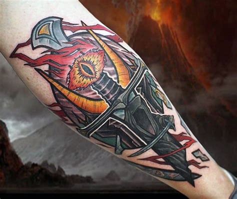 30 Eye Of Sauron Tattoo Designs For Men - Lord Of The Rings Ideas