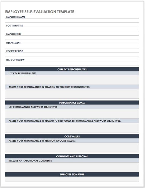 Free Self-Evaluation Templates | Smartsheet (2022)