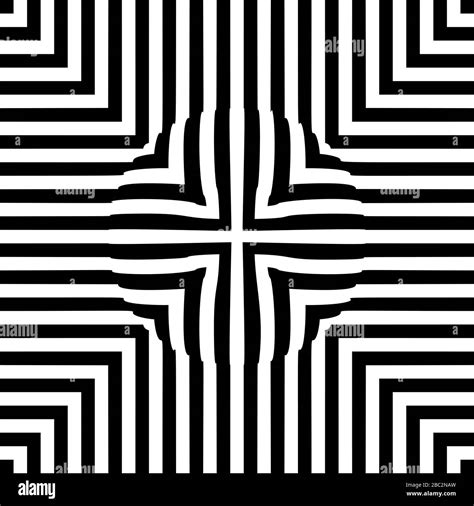 Optical illusion lines background. Abstract 3d black and white illusions. Conceptual design of ...