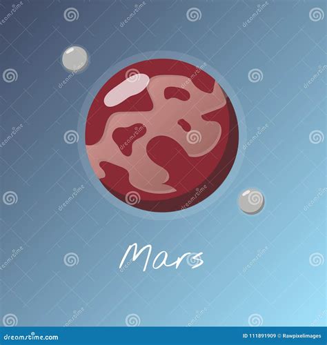 Illustration of Mars and Its Moons Stock Illustration - Illustration of ...