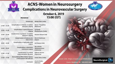 ACNS WINS 3rd Online Symposium on October 6, 2019. "Neurosurgery Complications" - YouTube