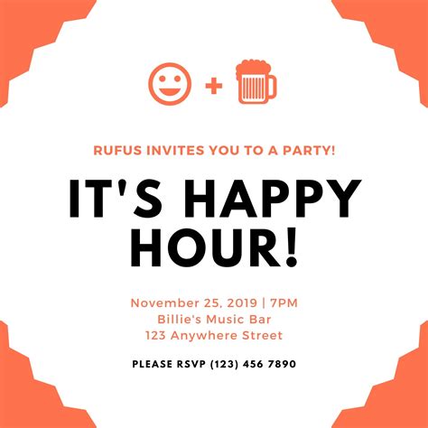 Free custom printable happy hour invitation templates | Canva